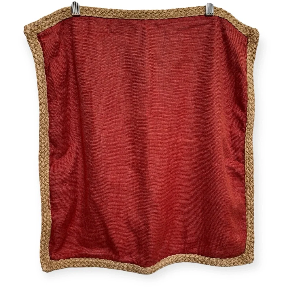 Pottery Barn 100% Linen Jute Braided‎ Trim Pillow Cover 20X20